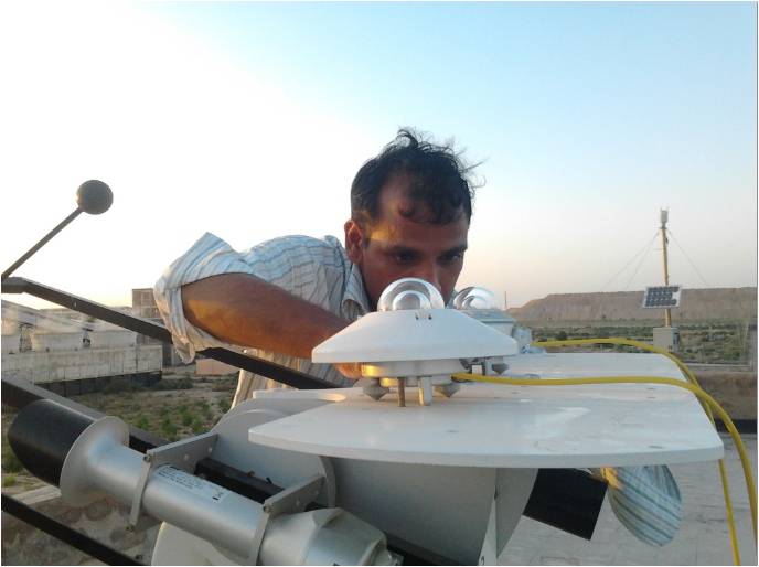 Solar weather monitoring station at a solar power plant